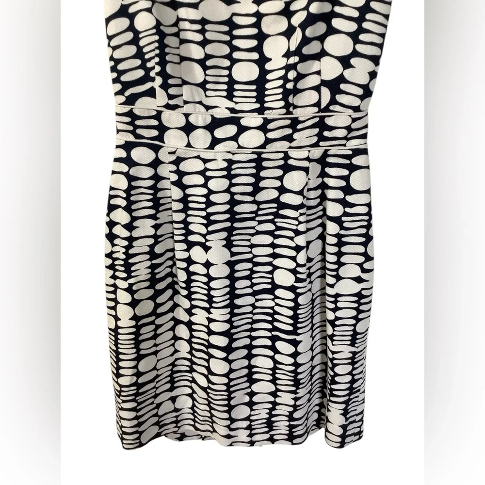 Antonio Melani Navy and White Sleeveless Polka Dot Sheath Lined‎ Dress Size 6